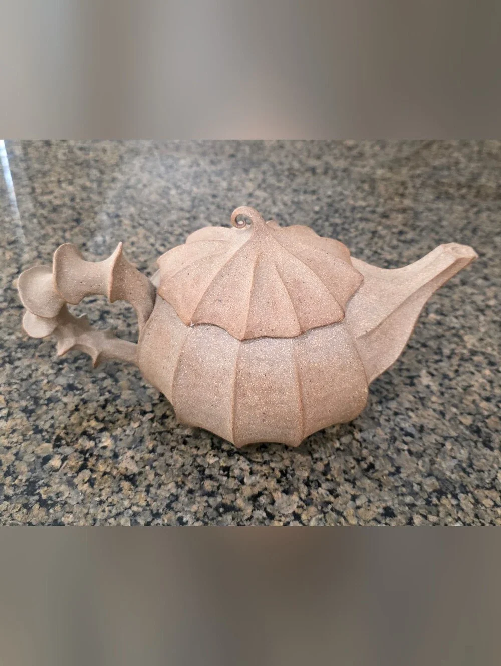 Barbara Walch Pottery Teapot Handmade Built Sculptural Functional Pumpkin Like